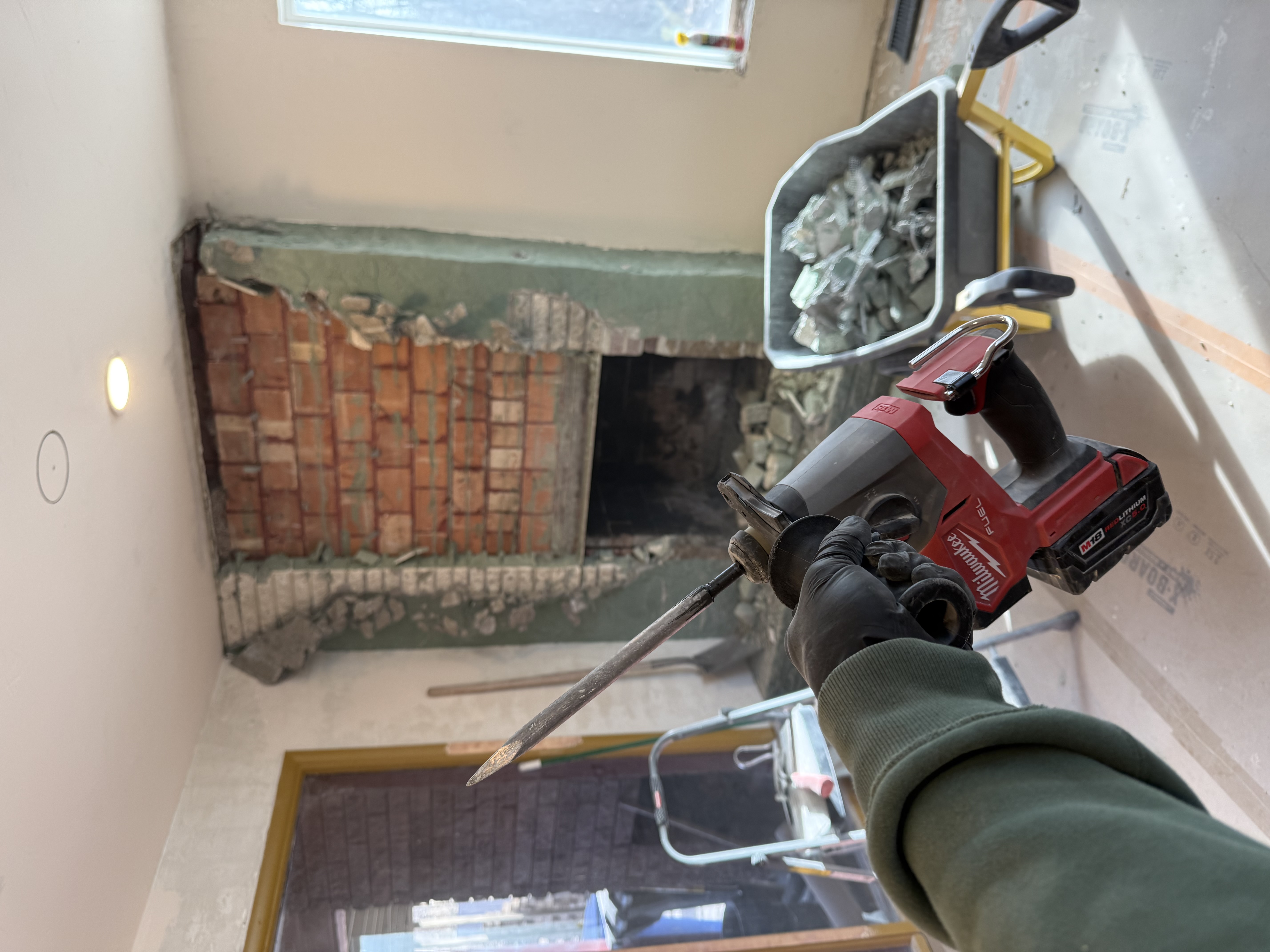 Fireplace demo - Milwaukee hammer